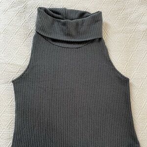 Gray Turtleneck Sleeveless Sweater